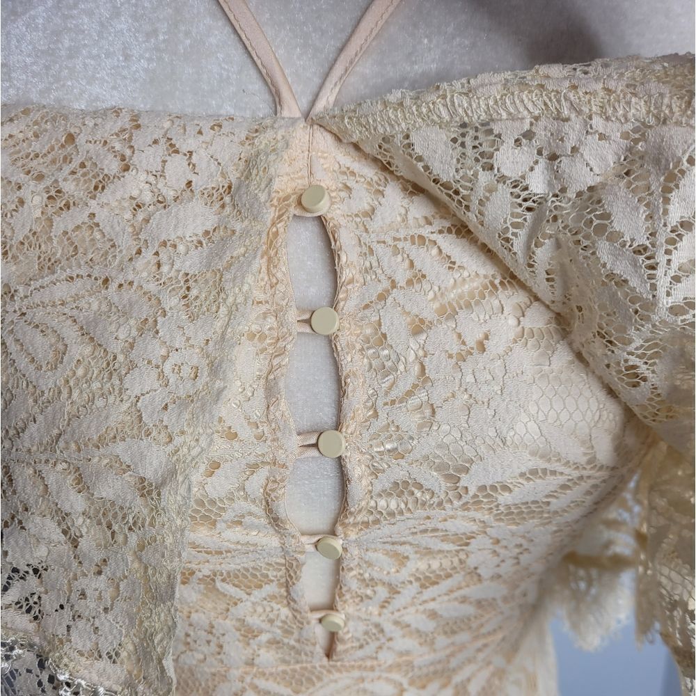 Cattivo Dress Lace Off Shoulder Ruffle Ivory Cream Midi S — image 8 of 8